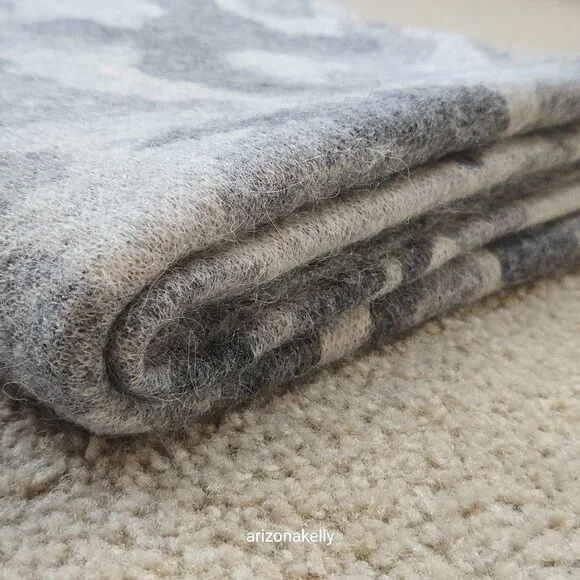 NWOT Grey Knit Camo Scarf Wool Alpaca - Picture 12 of 13